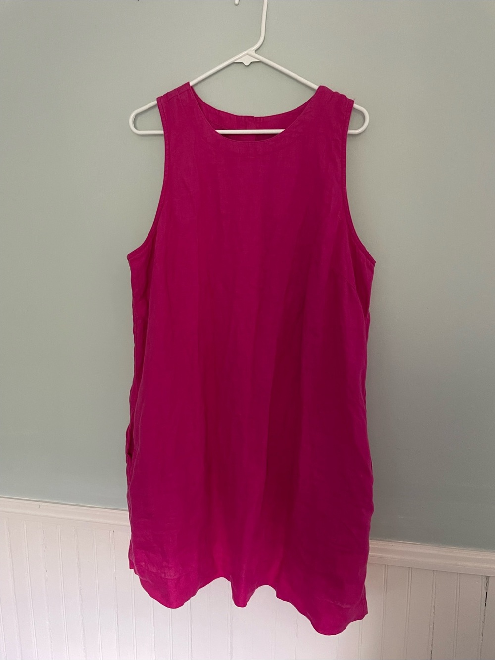 J. Crew Dress Linen Pink Shift Sleeveless, size XL, w/ pockets & back buttons